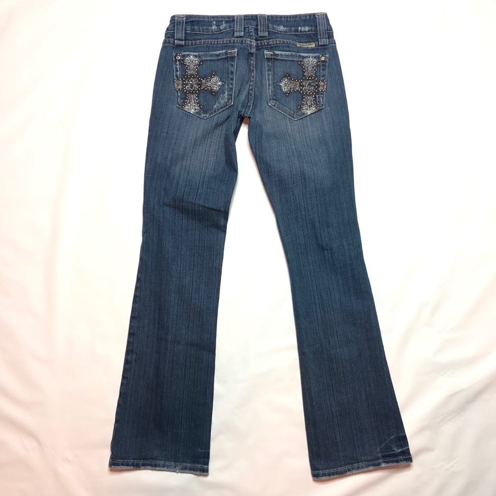 Miss Me Bootcut Jeans Cross Stitch Pocket Women's 26 x 31